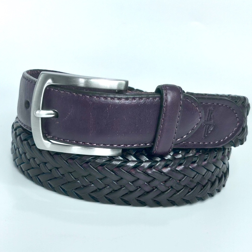 DOCKERS Men’s Braided Genuine Leather Belt Dark Brown Silver Buckle Size 40/100 - Picture 12 of 12